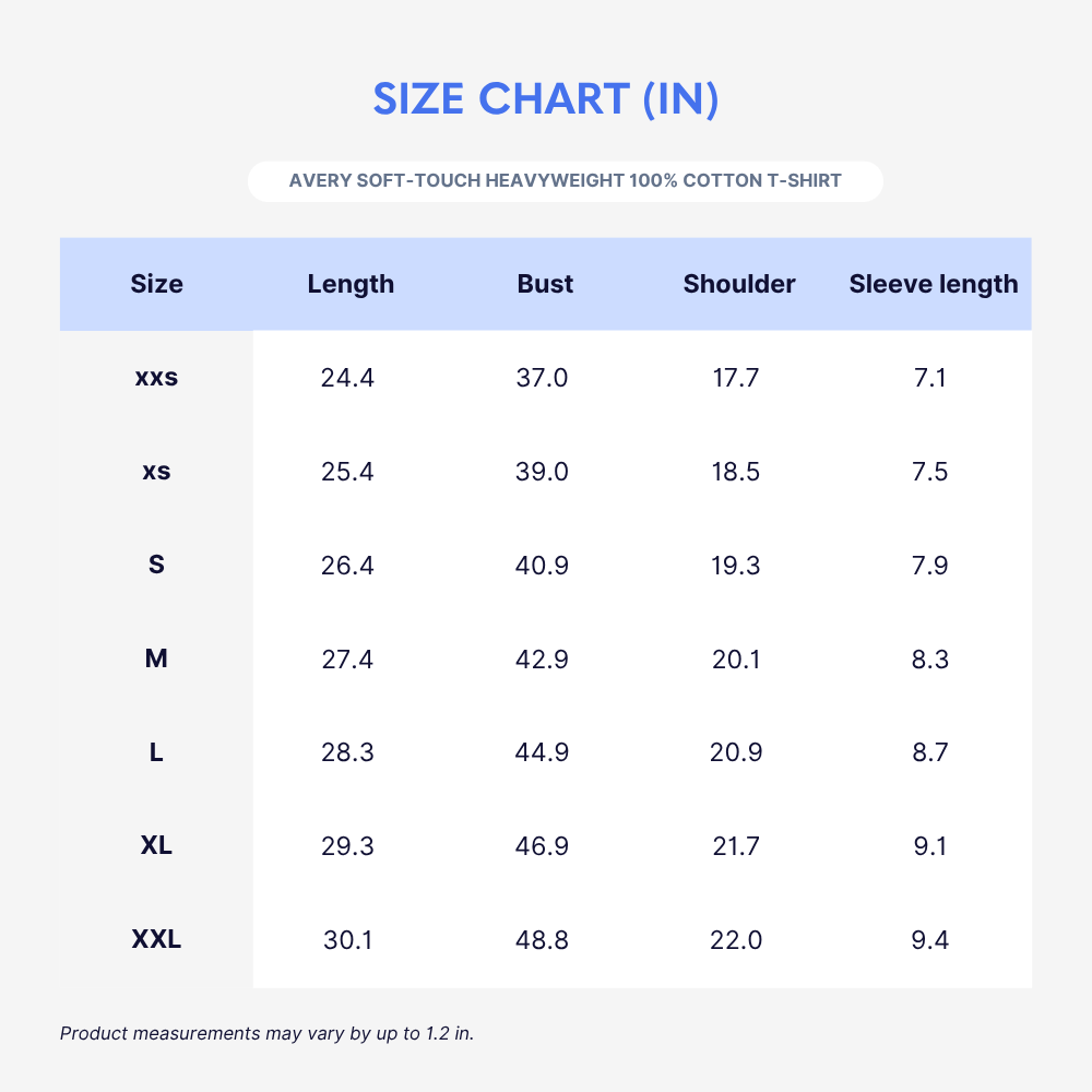 Avery Soft-Touch Heavyweight 100% Cotton T-Shirt - AAAT0002-Size Chart.png